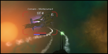 Komoto is launching the first missile load against a Corsair Dreadnought.